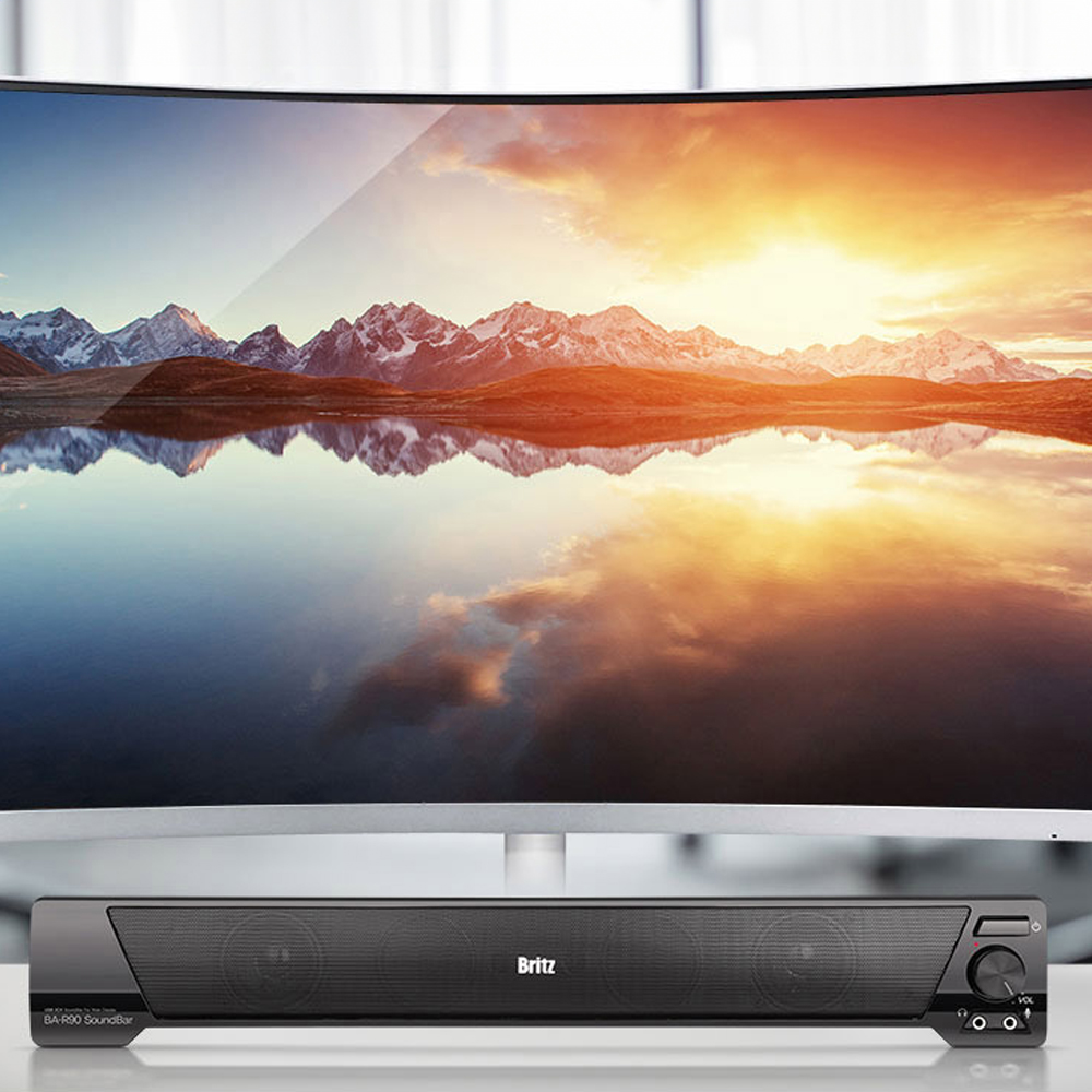 브리츠 사운드바 2채널 USB 게이밍 스피커 PC 컴퓨터 모니터 거실 테이블 탁상 데스크 - 상품 이미지