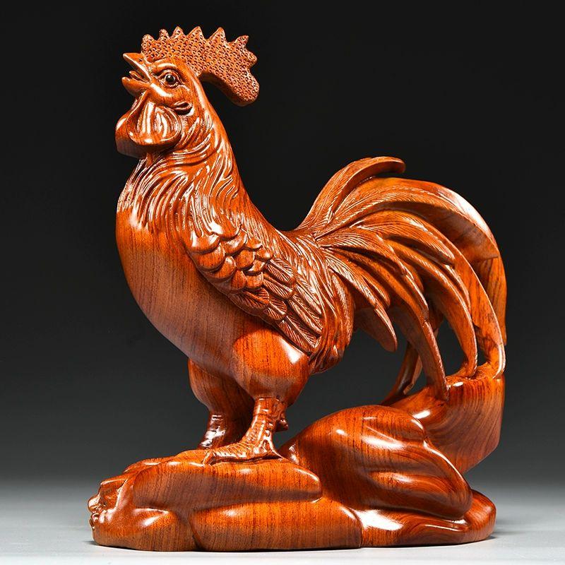 닭 우드 인형 차량용 장식품 개업선물 원목 집들이선물 로즈우드 대형 수탉 [높이 26cm] A - 상품 이미지