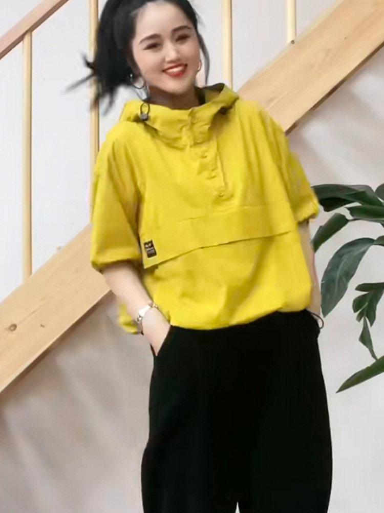 셔츠 점퍼 여성 후드 루즈핏 캐주얼 코트 봄여름 여성봄잠바 자켓 - 상세 이미지 3