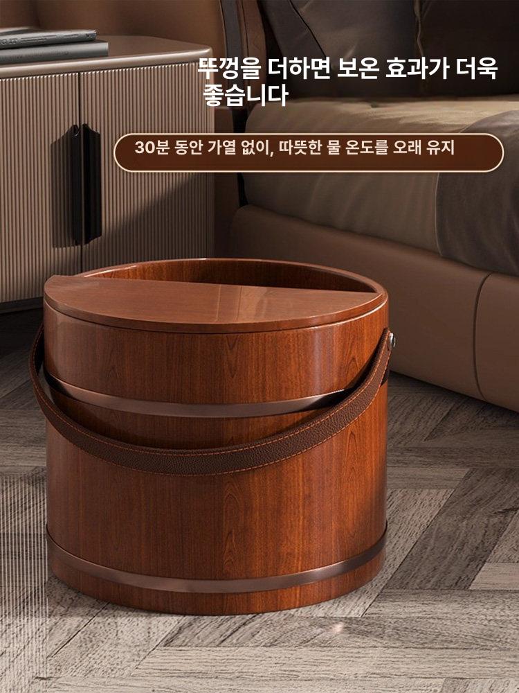 히노끼 족욕탕 가정용 각탕기 족욕통 편백나무 높이 습식 족탕 보온 나무통 원목 종아리 - 상세 이미지 3