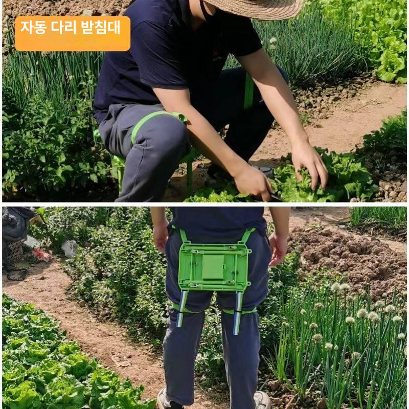농사의자 농사방석 딸기밭 밭일 농업용 로우기능 허리 무릎보호 인체공학 착용형 플라스틱 단일 피트니스 + 발받침 - 상세 이미지 2