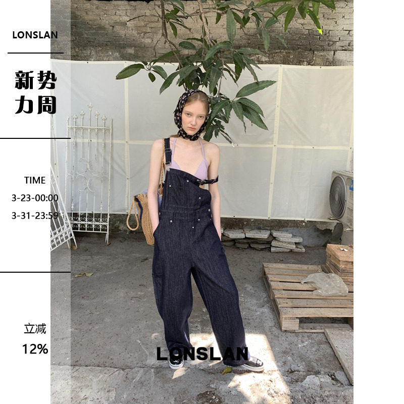 LONSLAN 론슬란 여성 데님 점프슈트 청멜빵바지 - 상세 이미지 4