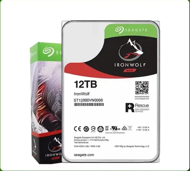 오리지널 새 시게이트 내장 하드 드라이브 엔터프라이즈 용량 12TB 3.5인치 ST12000VN0008 언울프 NAS CMR