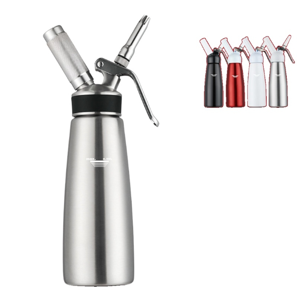카페 생크림 질소 휘핑기 휘핑 머신 전용 용기 조리용 믹싱 기구용 소재 실버 500ml - 상품 이미지