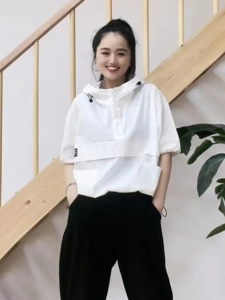 셔츠 점퍼 여성 후드 루즈핏 캐주얼 코트 봄여름 여성봄잠바 자켓 - 상세 이미지 5