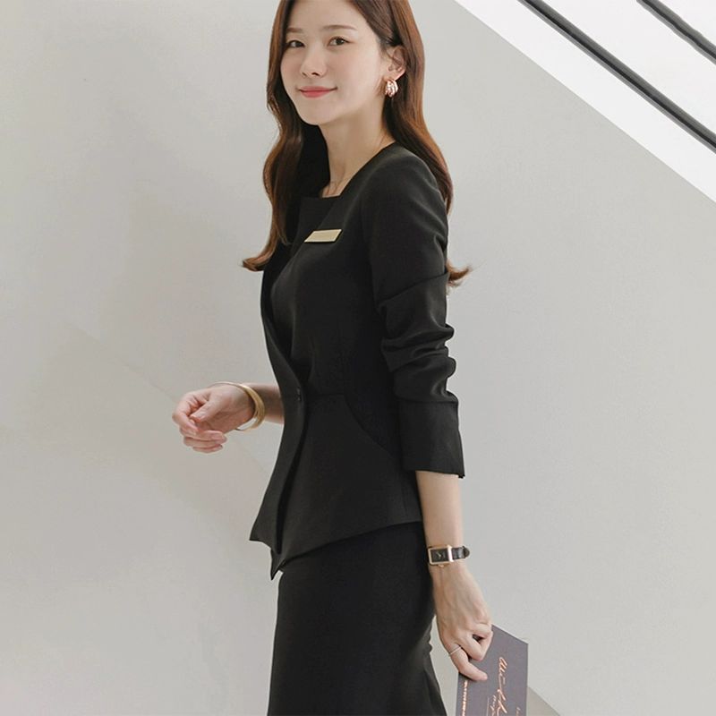 상담실장유니폼 데스크 병원 오피스룩 면접용 블랙 S - 상세 이미지 2