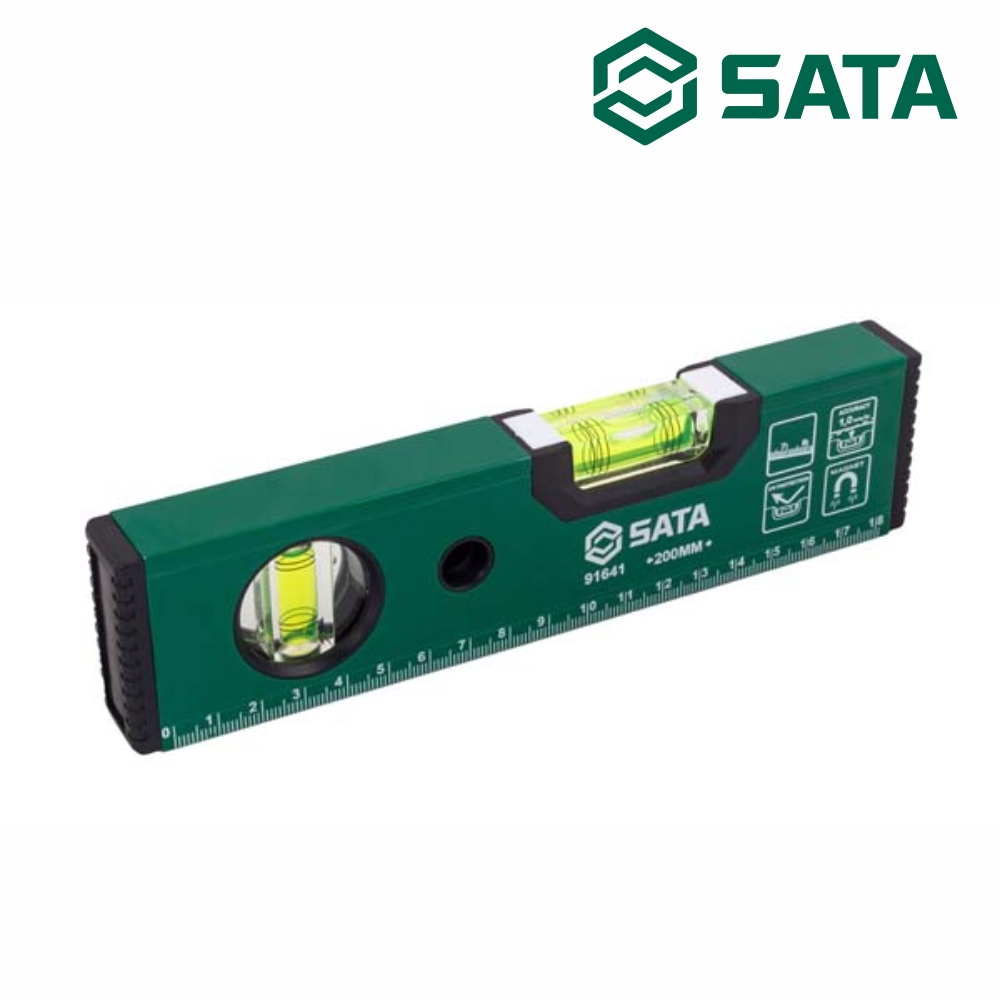사타 SATA 고강도 자석 수평자 200mm 91641 수직 경사 수평계 - 상품 이미지