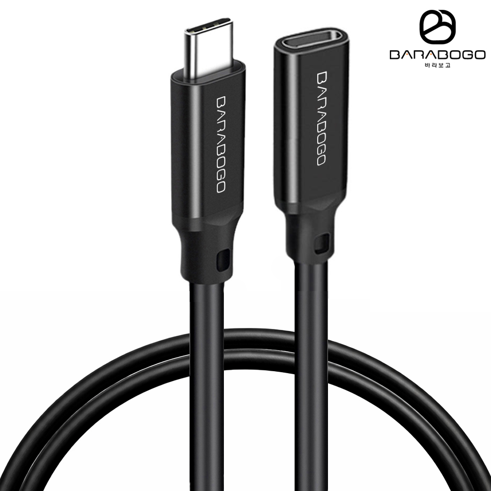 바라보고 USB3.2 Gen2 C타입 연장케이블 20Gbps 블랙, 1개, 2m - 상품 이미지