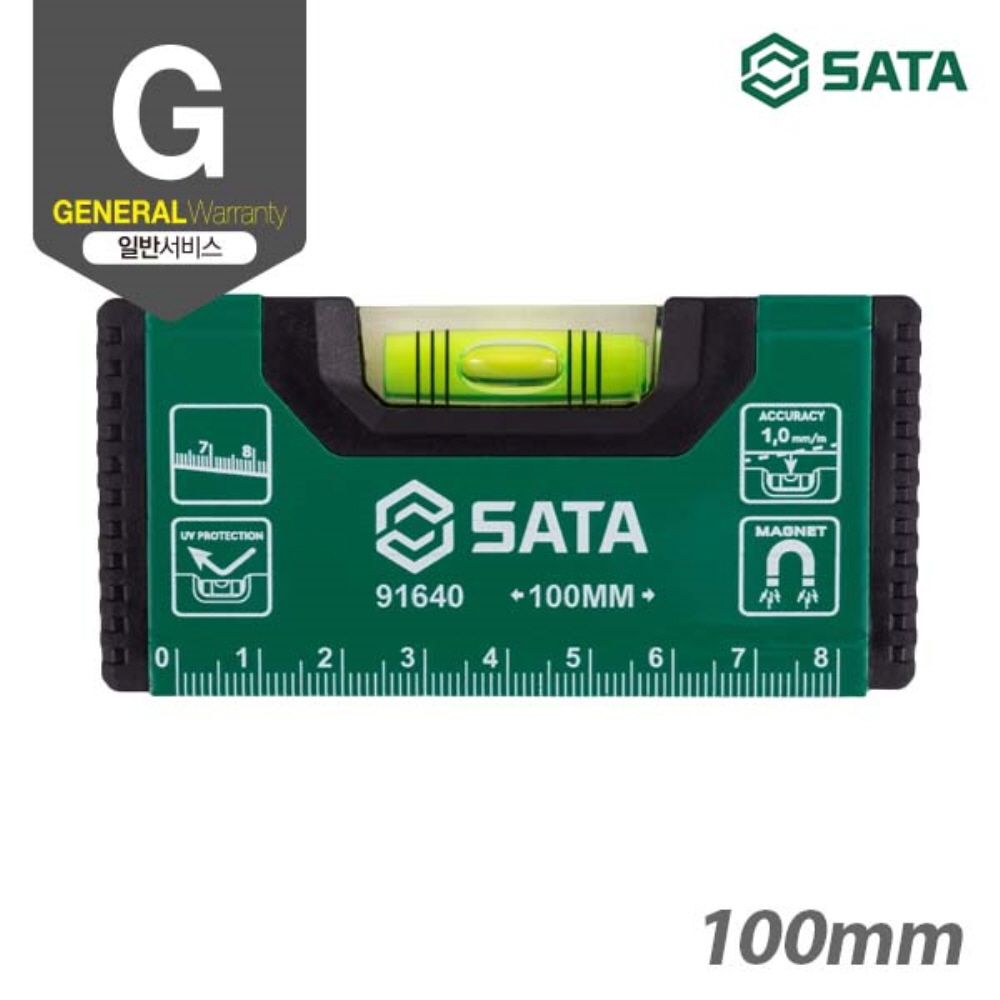사타 SATA 고강도 자석 수평자 100mm 91640 수직 경사 수평계 - 상세 이미지 2