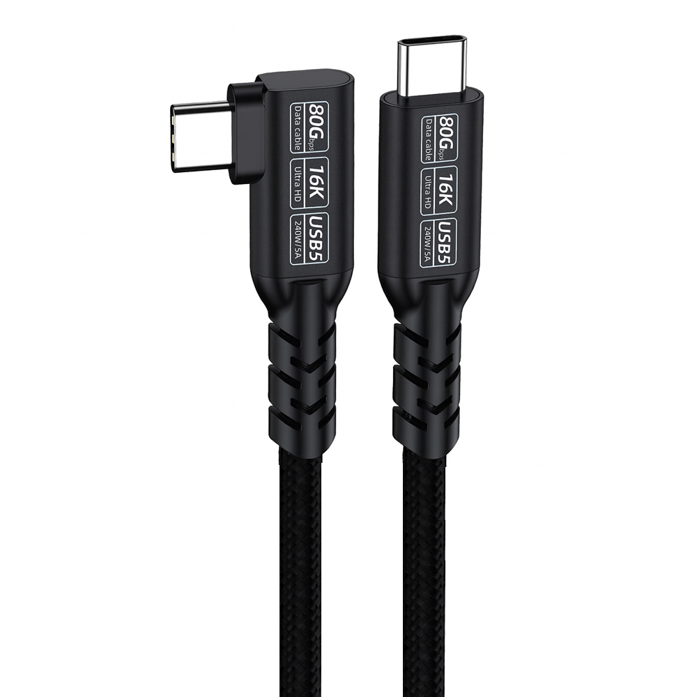 바라보고 USB5 C타입 ㄱ자형 고속충전 케이블 240W 80Gbps 블랙, 1개, 1m - 상세 이미지 2