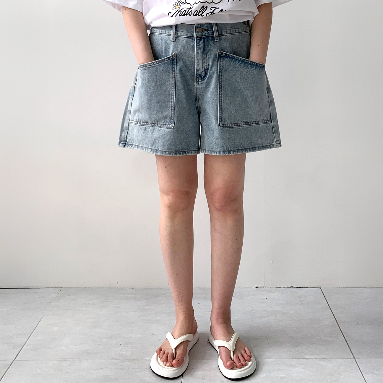 [~2XL] 빅사이즈 밴딩청반바지 데님반바지 - 상품 이미지