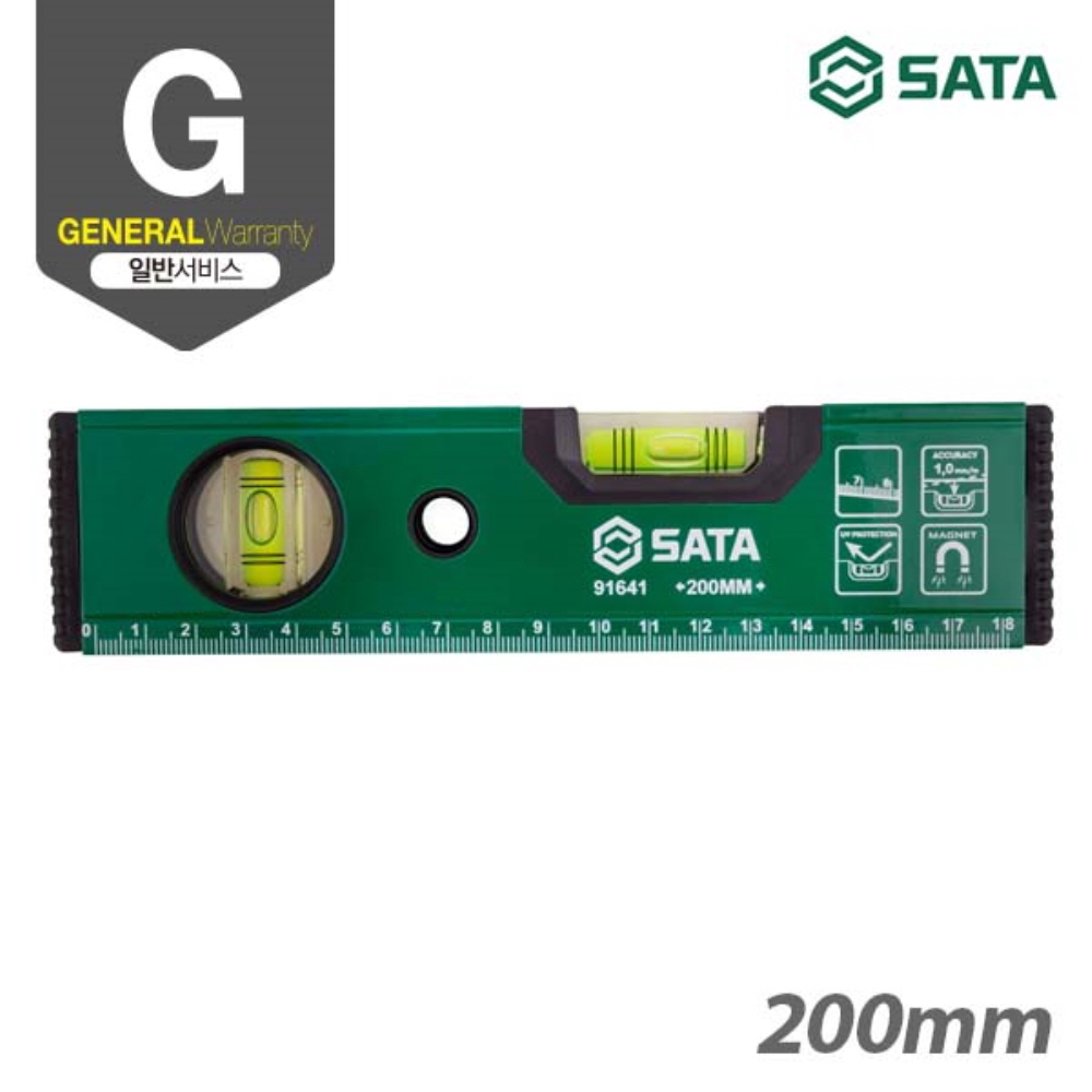 사타 SATA 고강도 자석 수평자 200mm 91641 수직 경사 수평계 - 상세 이미지 2