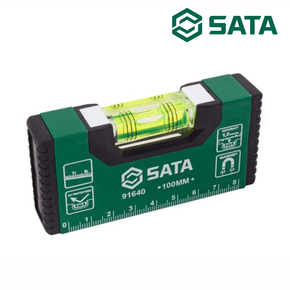 사타 SATA 고강도 자석 수평자 100mm 91640 수직 경사 수평계 - 상품 이미지