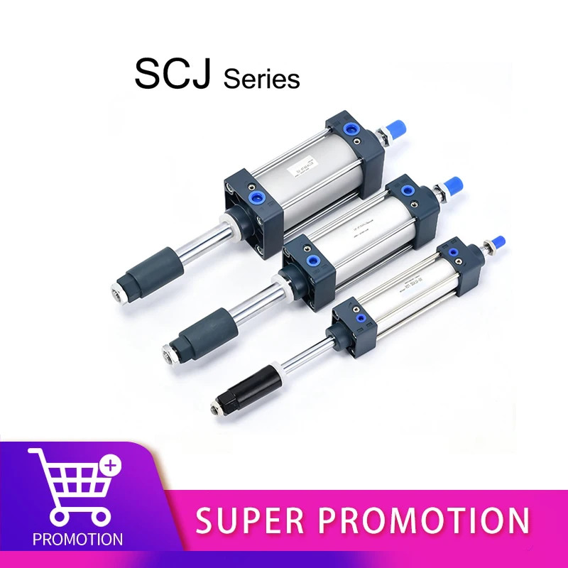 SCJ 표준 실린더 보어 에어 공압 도구 큰 추력 피스톤 SC32 40 50 63 80 125mm 스트로크 25 75 100 200 500mm