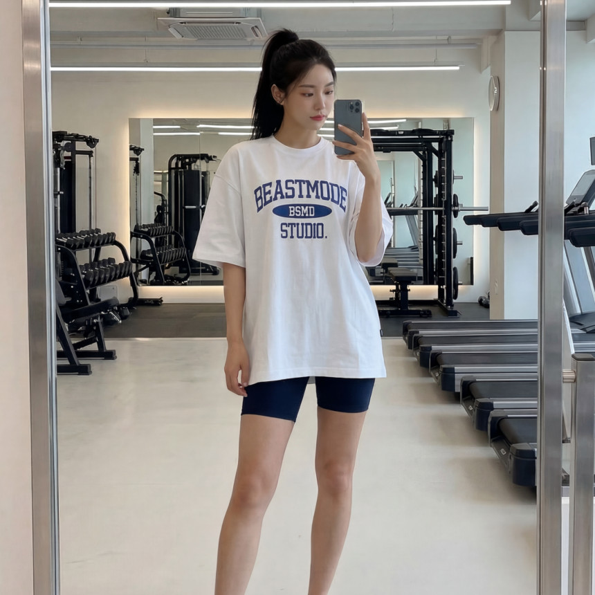 비스트모드 스튜디오 헬스 오버핏 반팔 기능성 쿨링 스판 티셔츠 짐웨어 BSMD
