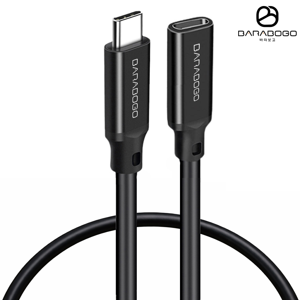 바라보고 USB3.2 Gen2 C타입 연장케이블 20Gbps 블랙, 1개, 1m - 상품 이미지
