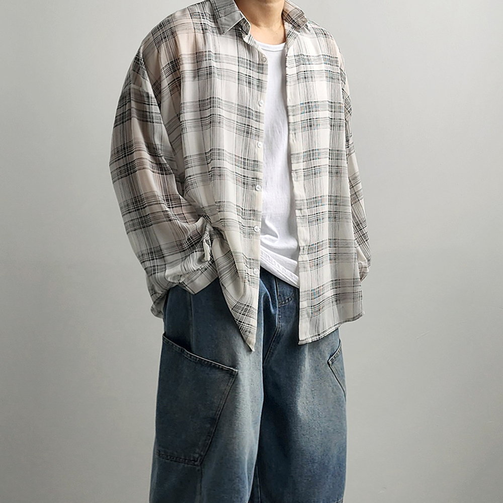 시어서커셔츠 남자체크남방 체크무늬셔츠 남자여름남방 셔켓 남자바캉스룩 이미지 7