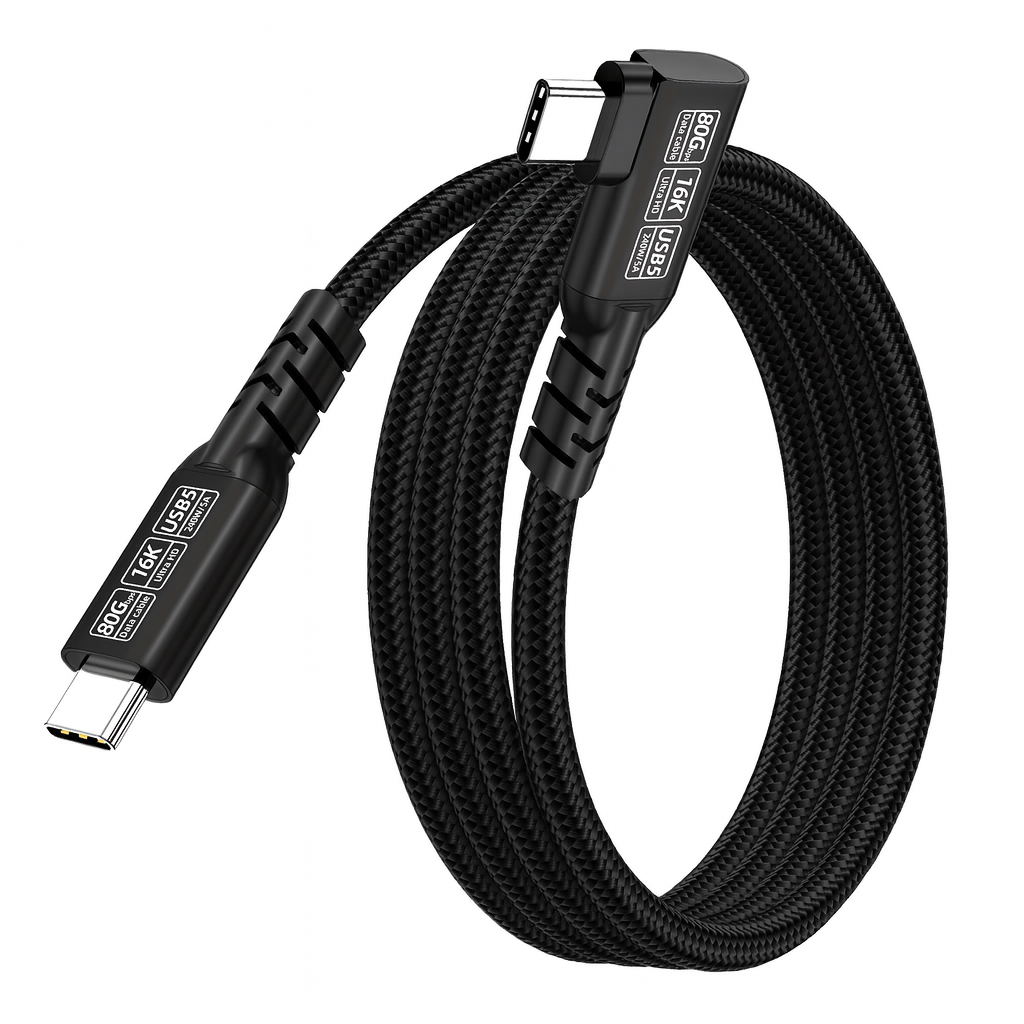 바라보고 USB5 C타입 ㄱ자형 고속충전 케이블 240W 80Gbps 블랙, 1개, 1m - 상세 이미지 5