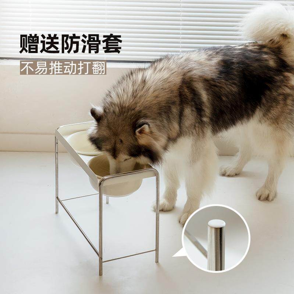 반려동물 식기 모던 철제 프레임 강아지 고양이 밥그릇 선반 수납용 개 식탁용스틸볼 - 상세 이미지 4