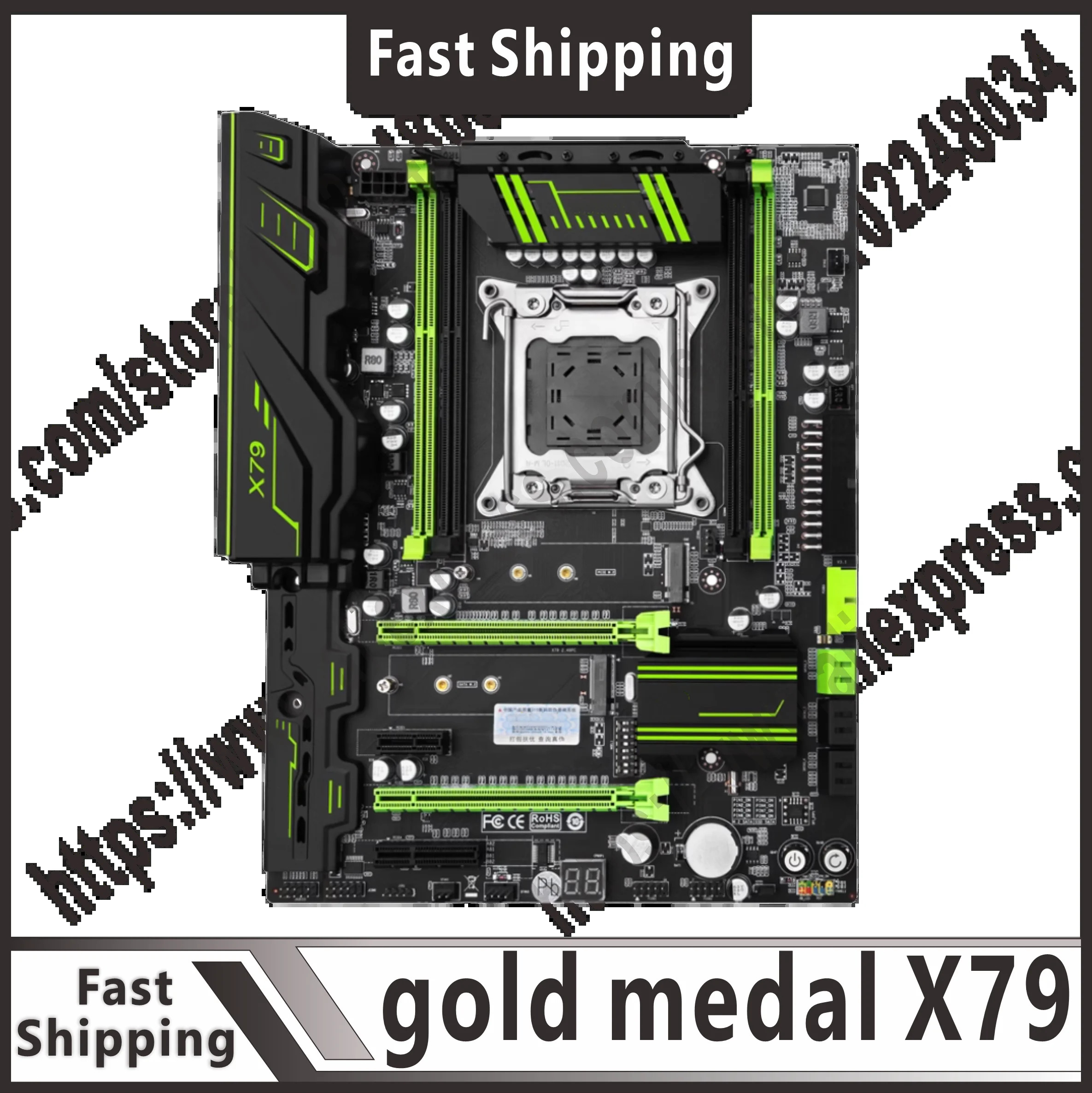 금메달 X79 마더보드 LGA2011 USB3.0 SATA3 PCI-E NVME M.2 SSD는 REG ECC 메모리 Xeon E5 프로세서를 지원