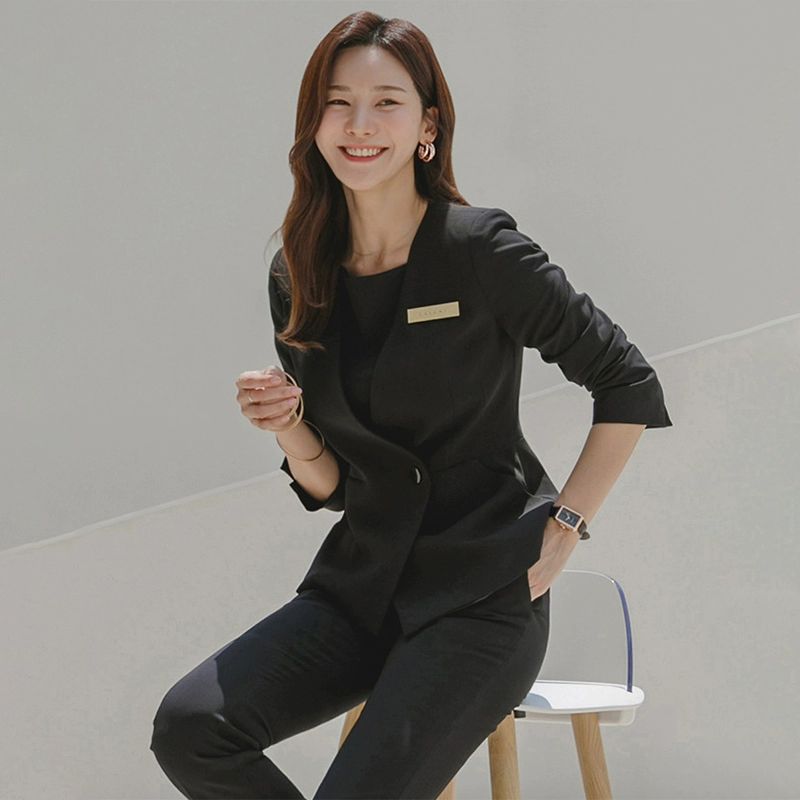 상담실장유니폼 데스크 병원 오피스룩 면접용 블랙 S - 상품 이미지