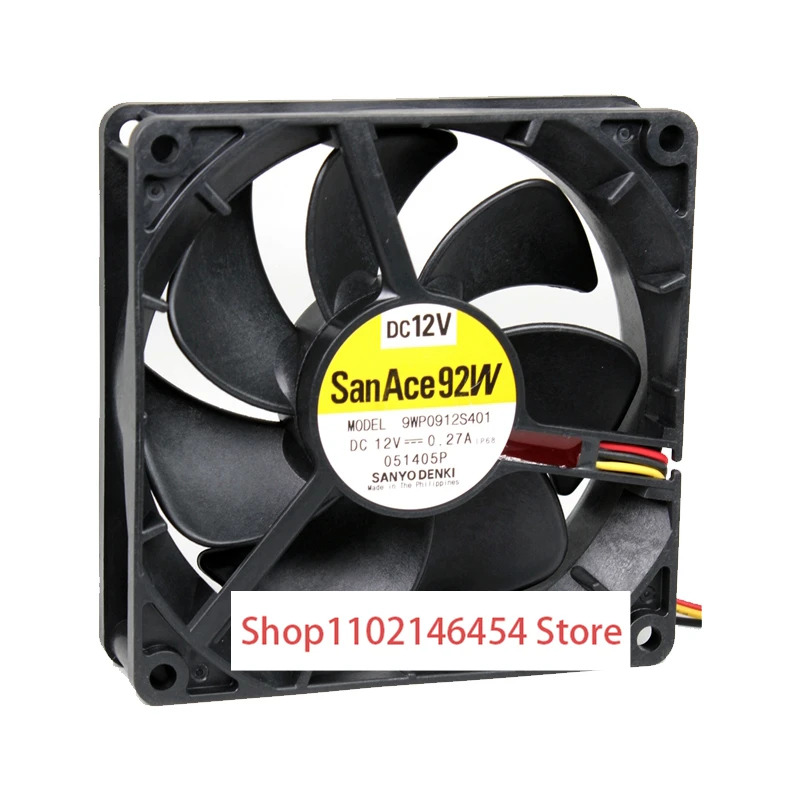 산요 덴키 9WP0912S401 DC 12V 0.27A 90x90x25mm 3선 냉각팬1개