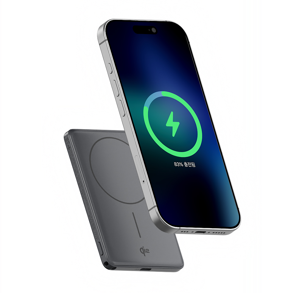 Qi2 15W 맥세이프 초슬림 고속 보조배터리 5000mAh QB510 화이트 - 상세 이미지 5