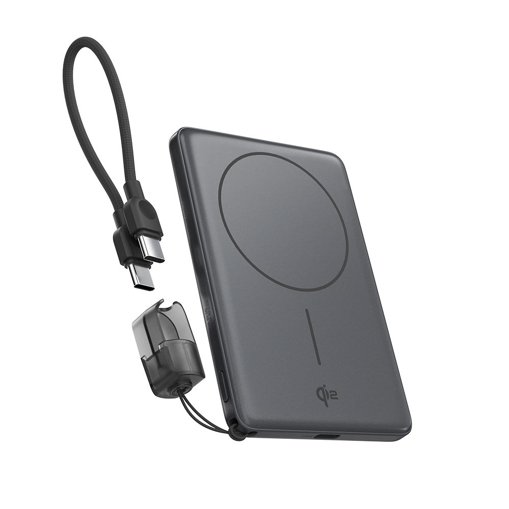 Qi2 15W 맥세이프 초슬림 고속 보조배터리 5000mAh QB510 화이트 이미지 3