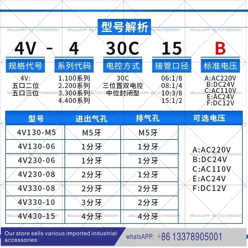 오리지널 솔레노이드 밸브 4V430C-15 4V430E-15 4V430P-15 AC220V DC24V