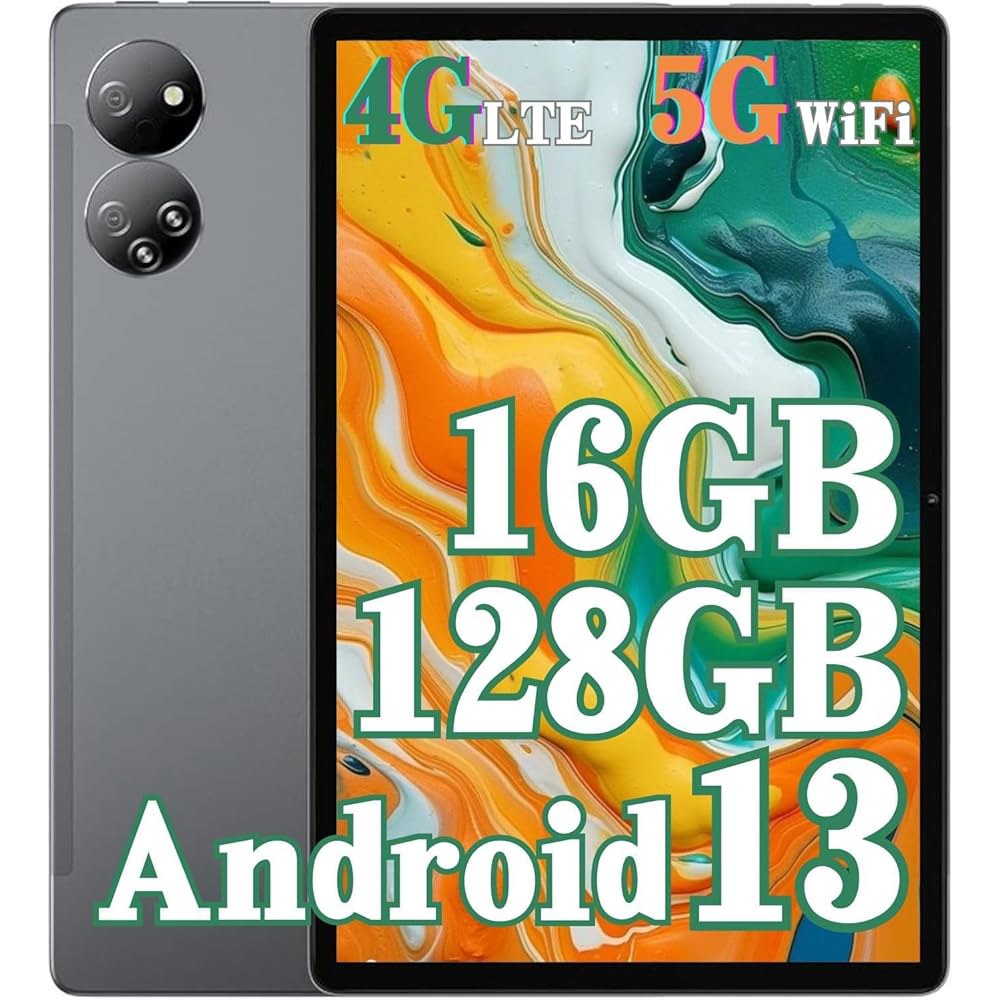 JXCNSNW 10.1인치 안드로이드 태블릿, 4G 128GB 16GB 스토리지, 지원, 터치스크린, 13.0, 듀얼 확장 Wi-Fi/WLAN/블루투스/GPS, TYD-109pro - 상품 이미지