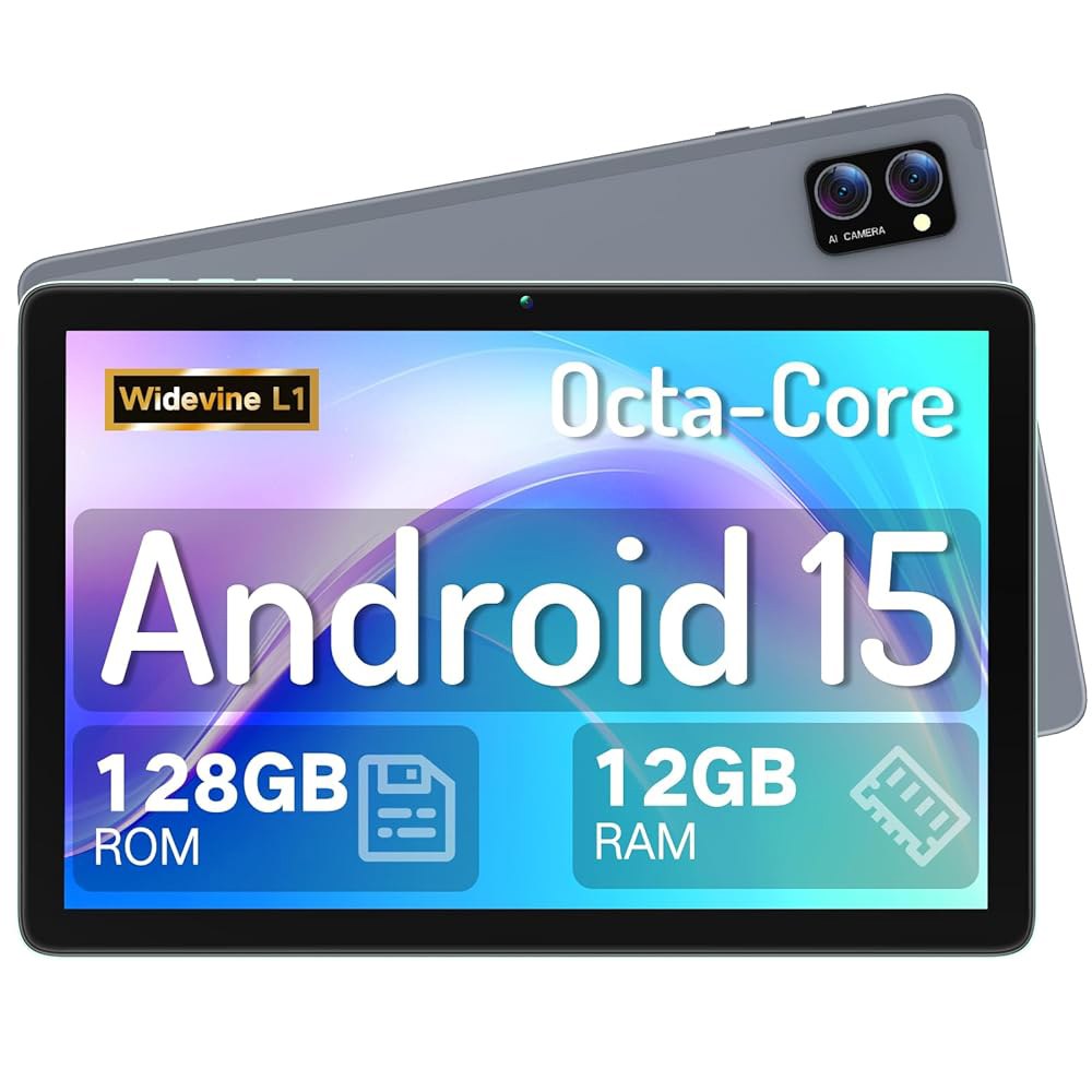 LECTRUS 안드로이드 15 태블릿 10.1인치 - AI 옥타 수명, 터치 (2TB 12GB 코어 HD Wi-Fi 배터리 Gemini 5G RAM 확장), 카메라가 긴 ROM - 상품 이미지