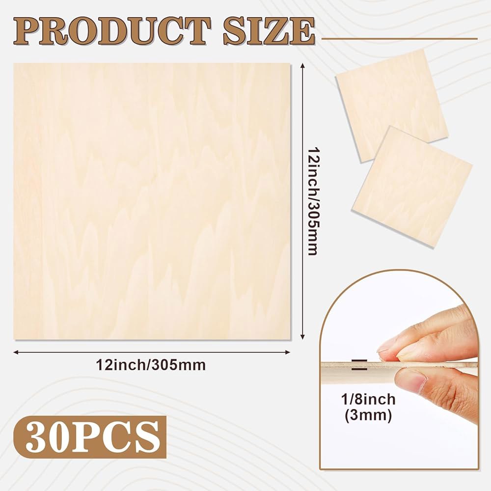 MITINU 30 Pack Basswood Sheets 3mm Staining Cutting, Models, Thick Boards for Architectural Wood Sur - 상세 이미지 2