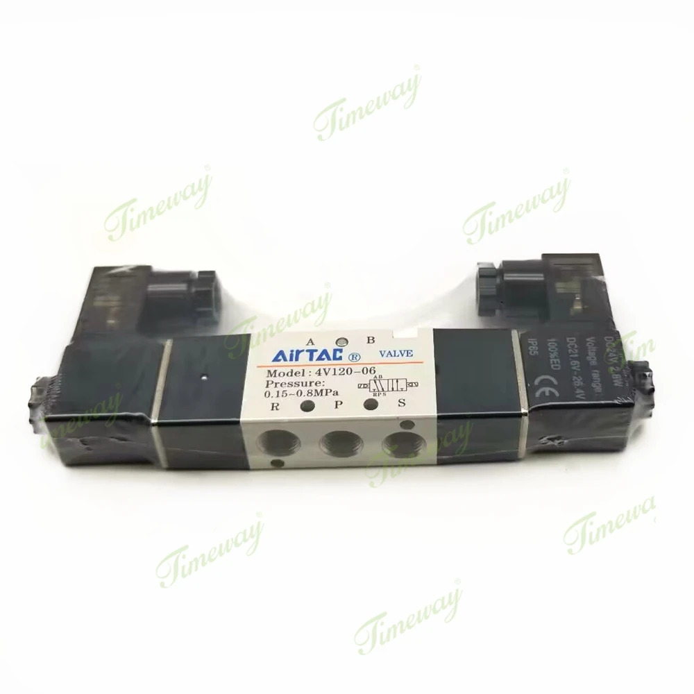 AIRTAC 4v120-06 솔레노이드 밸브 220v 2위치 5방향 반전 24v 코일 실린더
