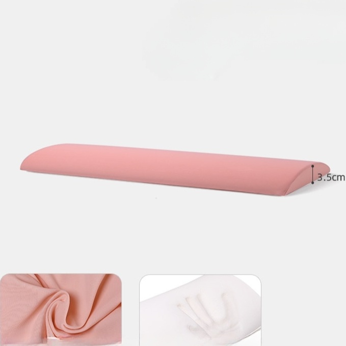 수면용 허리 베개 낮은 타입 꿀잠 요추베개 받침 아이스 실크 - 연분홍 중형 48x20cm