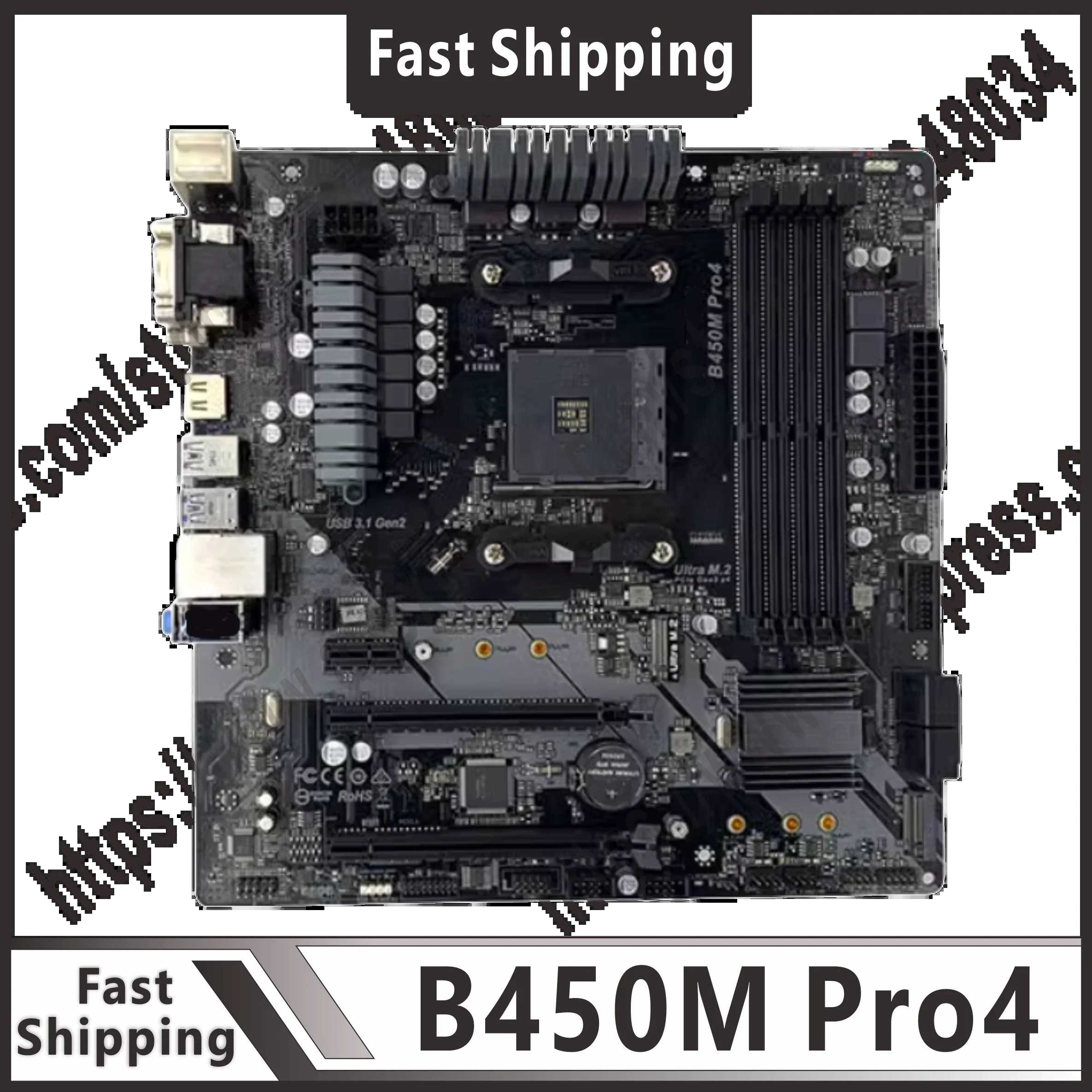 마더보드 B450M Pro4 슬롯 AM4 DDR4 PCI-E 3.0 SATA III USB2.0 HDM 마이크로
