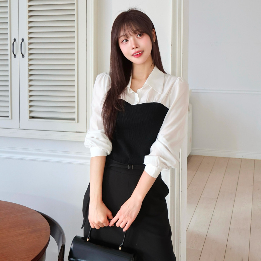 [뉴미PICK] [N배송] 로엠 뷔스티에 매칭 블라우스 RMBLG24NT4