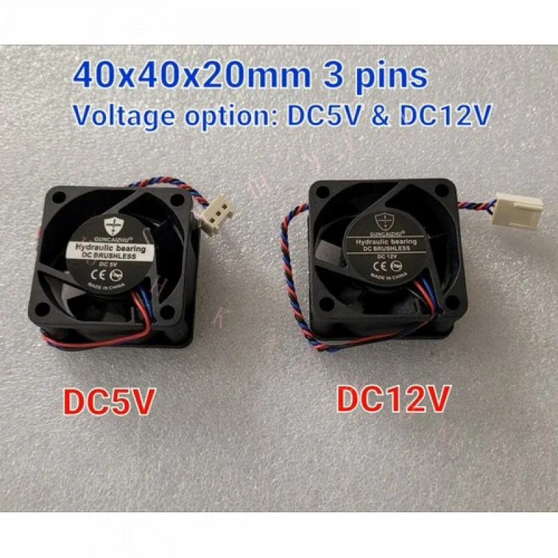 N mm DC 브러시리스 쿨링 팬 5V 12V 0.15A 3핀 CPU 컴퓨터 4020