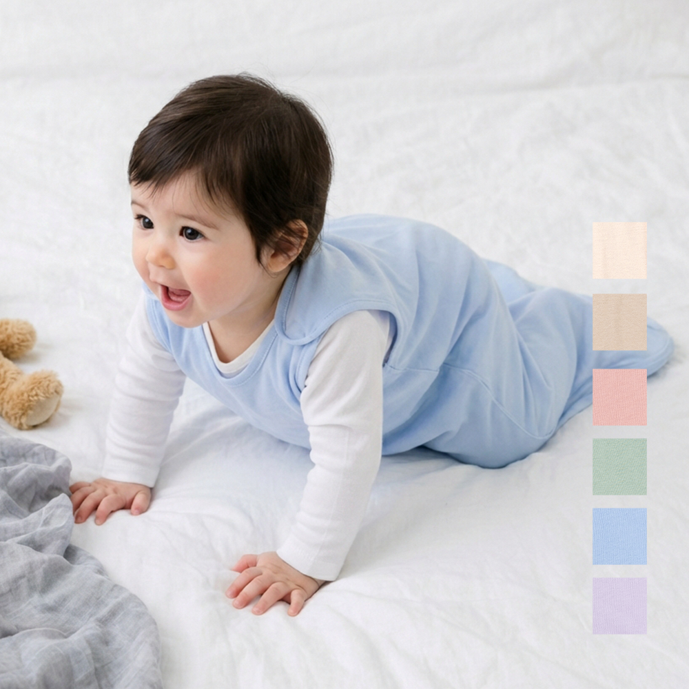 썬데이허그 실키밤부 꿀잠 아기 슬리핑백 신생아 슬립색 수면조끼 화이트크림 S 제품 이미지