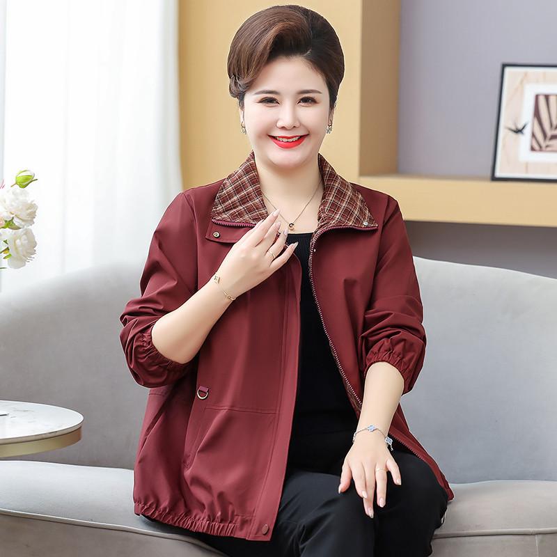 중년 여성 빅사이즈 루즈핏 점퍼 엄마 옷 봄 가을 자켓 - 상세 이미지 4
