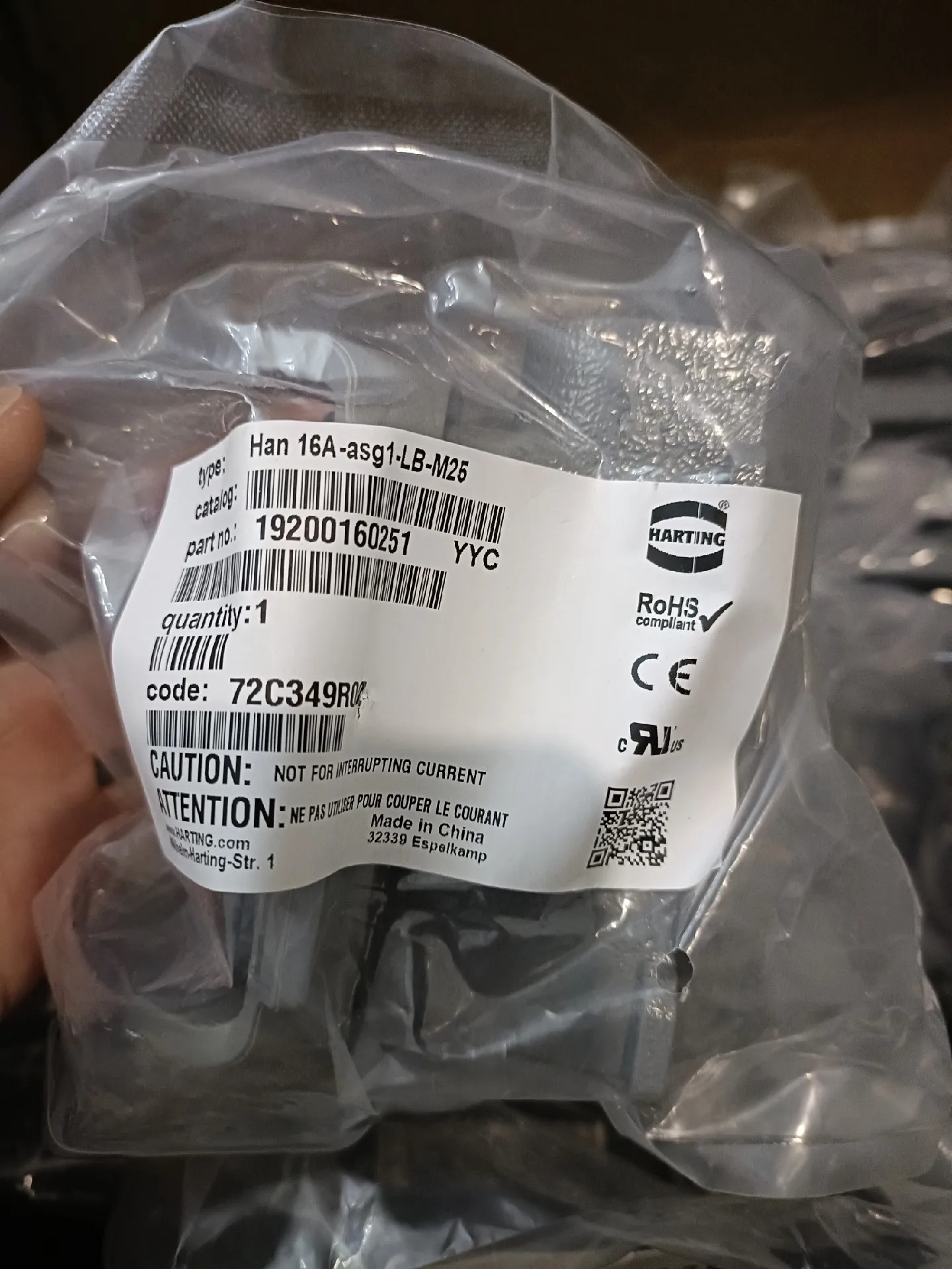 19200160291 H16A-ASG2-LB-M20 하팅  H16A