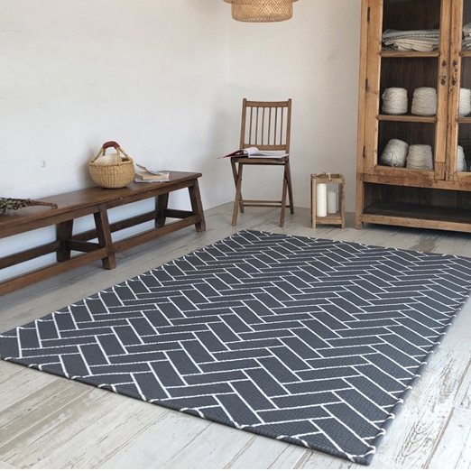 여름 거실패드 면 카페트 특대형 시어서커 북유럽 다크그레이, 150x200cm - 상품 이미지