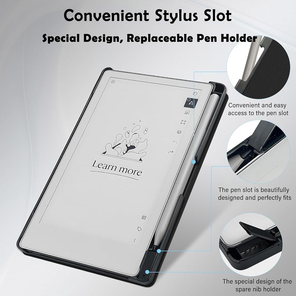 Aippdo Remarkable Paper Pro Move 포함 자동 하드 내장 18.5cm(7.3인치) 2025용 펜 슬립/웨이크 쉘 폴리오 북 기능 커버, 케이스, 있는 홀더가 - 상세 이미지 3