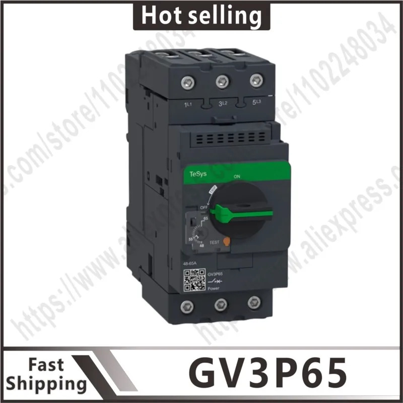 오리지널 GV3P65 GV3-P65 모터 회로차단기 TeSys GV3 3P 48-65 A 열 자기 EverLink 터미널