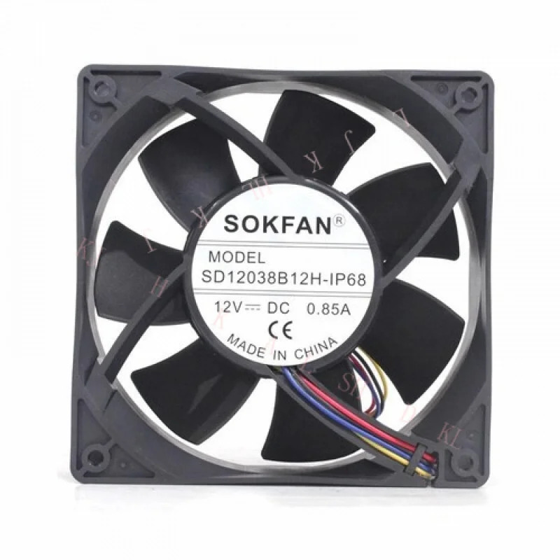 N for SOKFAN SD12038B12H 12038 12V 0.85A 4선 방수 냉각팬
