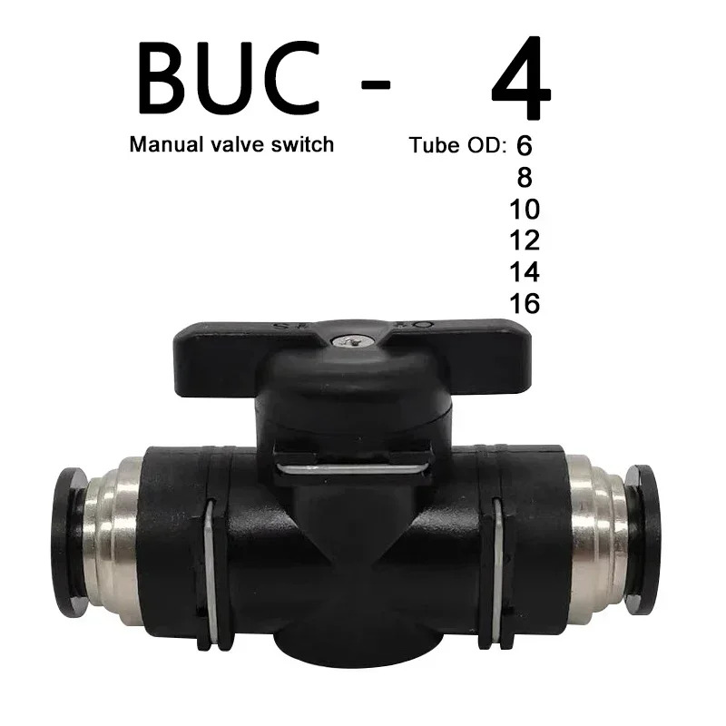 BUC 푸시퀵 커넥터 세트 10개 4/6/8/10/12mm 전류 제기능 수동식 볼 밸브 산업공압 시스템