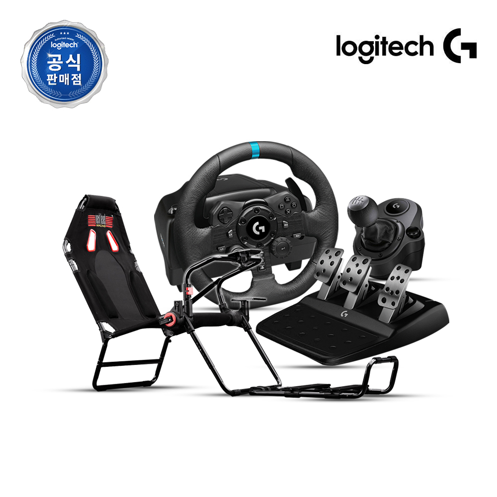 로지텍코리아 로지텍G G923 레이싱휠(PS5,PC), 쉬프터,레이싱시트S021 세트 - 상품 이미지