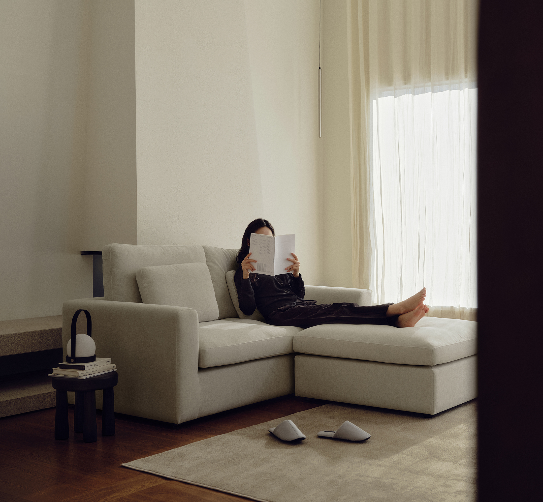 S03 패브릭소파 소파베드 스툴포함, 페일그레이, 2인용,3인용 - 상세 이미지 2