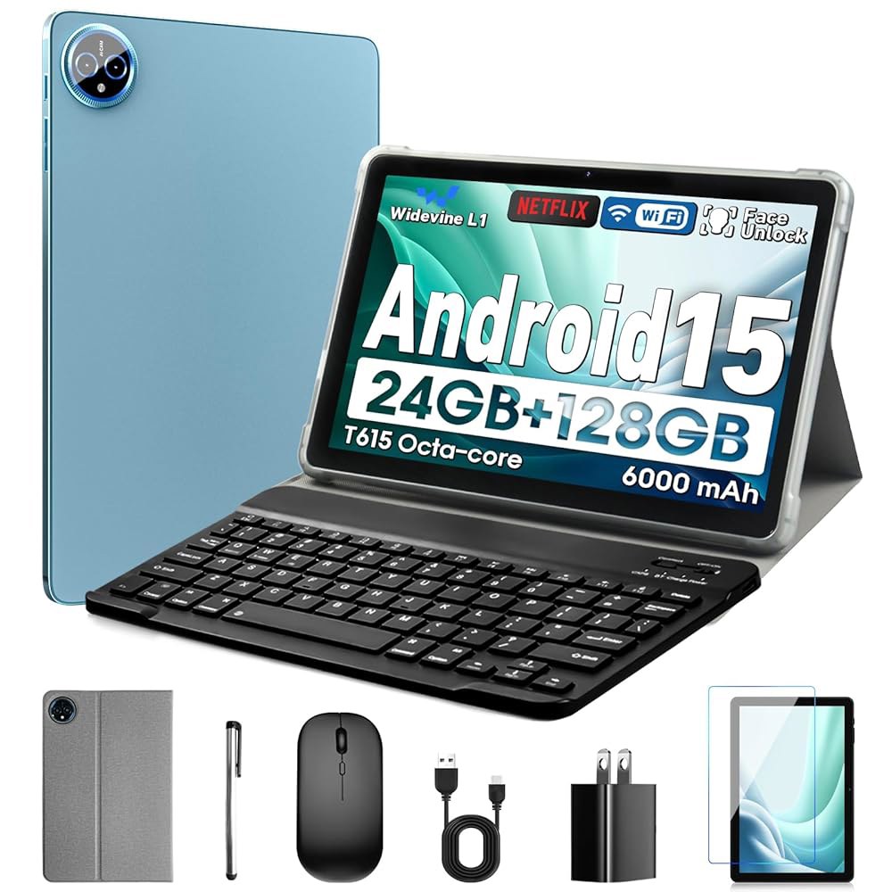 + 128GB ROM (1TB 확장 6000mAh, L1(블루) IPS 키보드 가능), 터치스크린, 포함, 마우스, 듀얼 와이드바인 옥타 카메라, 코어, 1280x800 HD 5M - 상품 이미지