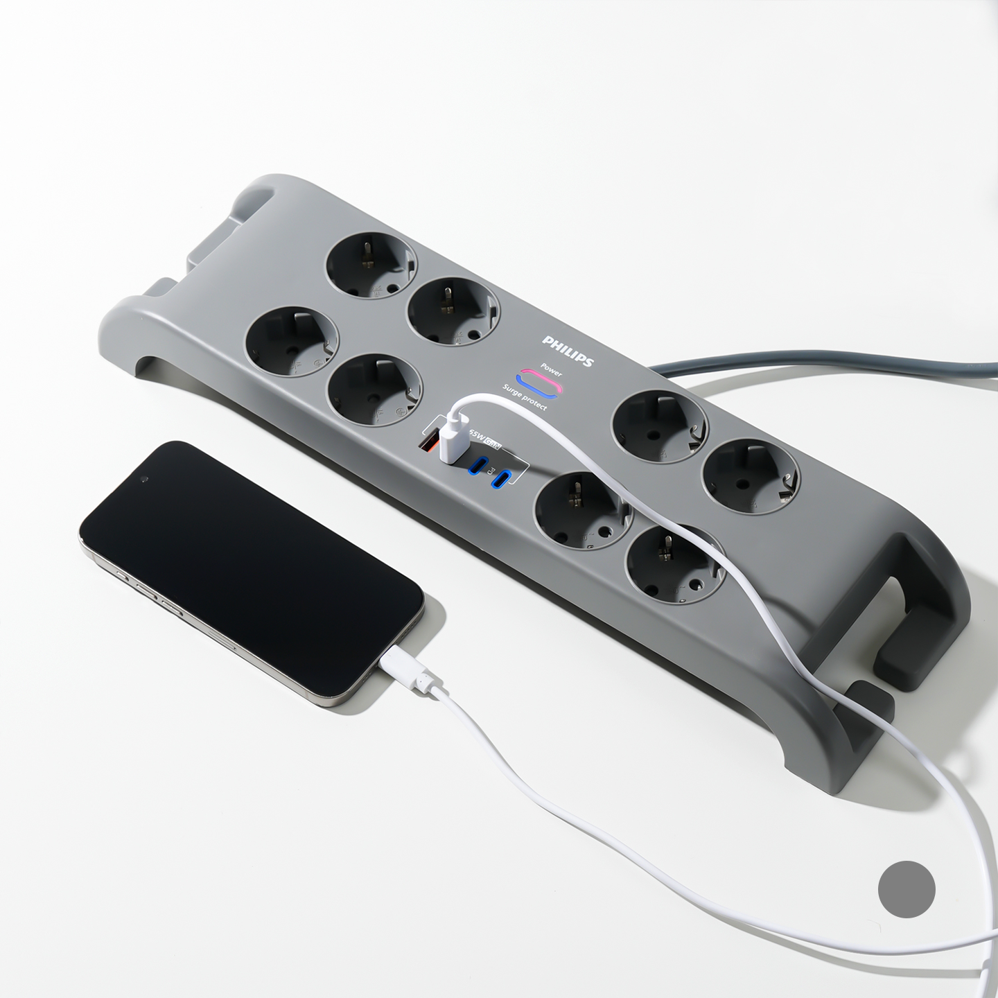 필립스 멀티탭 고용량 울트라 8구 USB 2M 서지보호 안전 접지 과부하차단 GaN 65W C타입 A타입 - 상세 이미지 4
