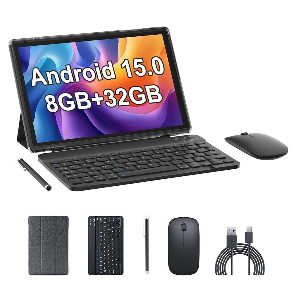 14, 2 in 1 태블릿, 케이스 GMS, 8GB+64GB/1TB 2.4G+5G+Wi-Fi 듀얼 게임, 포함 확장, 6, 10인치 키보드 (블랙) 포함, 6000mAh, 카메라, - 상품 이미지